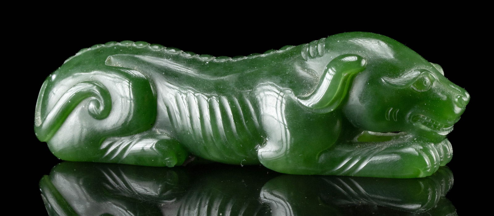 Early Chinese Qing Jade Figure of Recumbent Dog (of Xigou) (1 of 4)