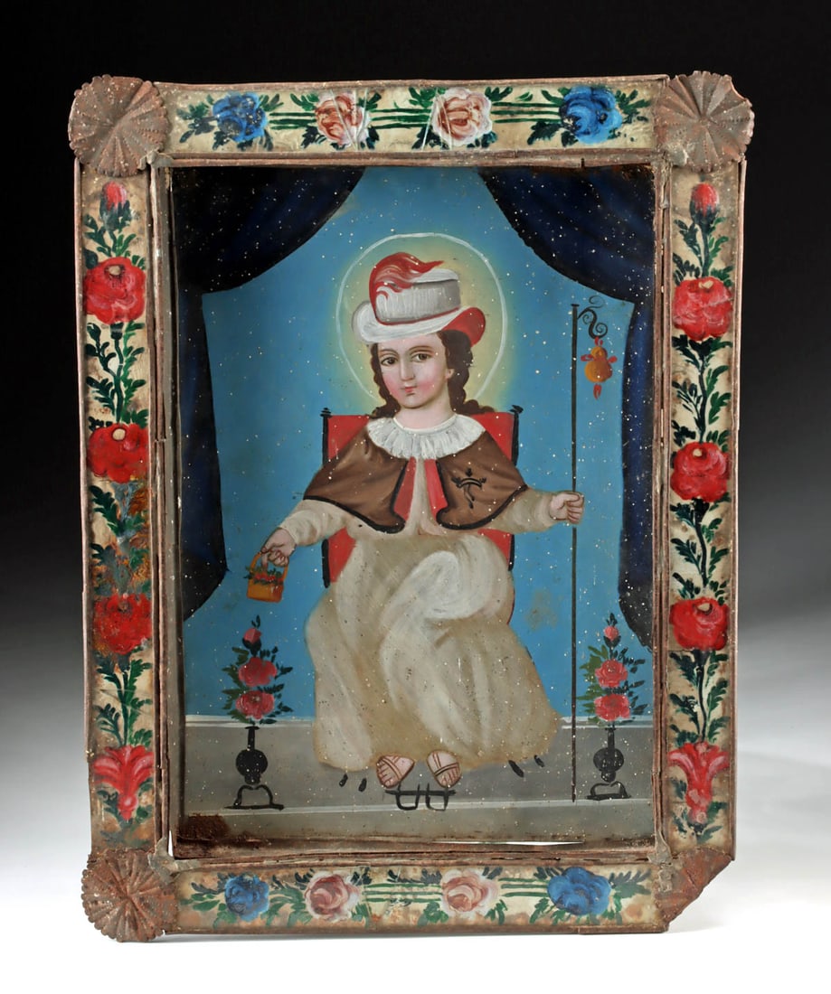 19th C. Mexican Tin Retablo - El Nino de Atocha (1 of 4)