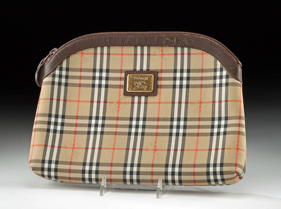 Pre-1999 Burberry Haymarket & Knight Beige Clutch Bag (1 of 3)
