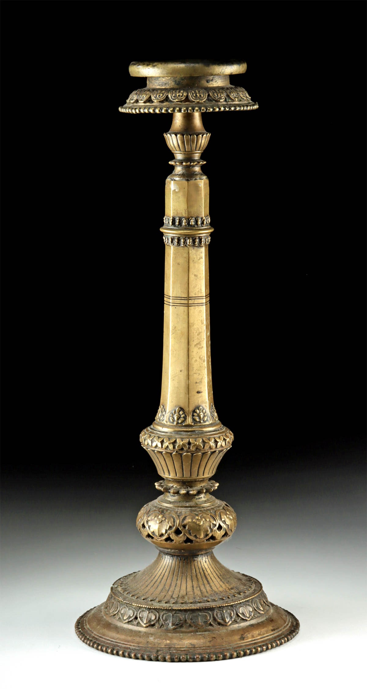 19th C. Nepalese Brass Lamp Stand for Temple Altar (1 of 3)