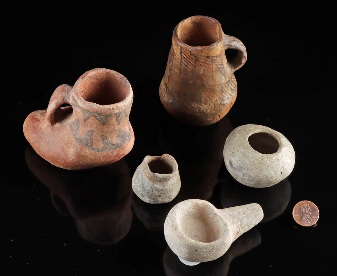 5 Miniature Anasazi Vessels (Pottery & Stone) (1 of 1)