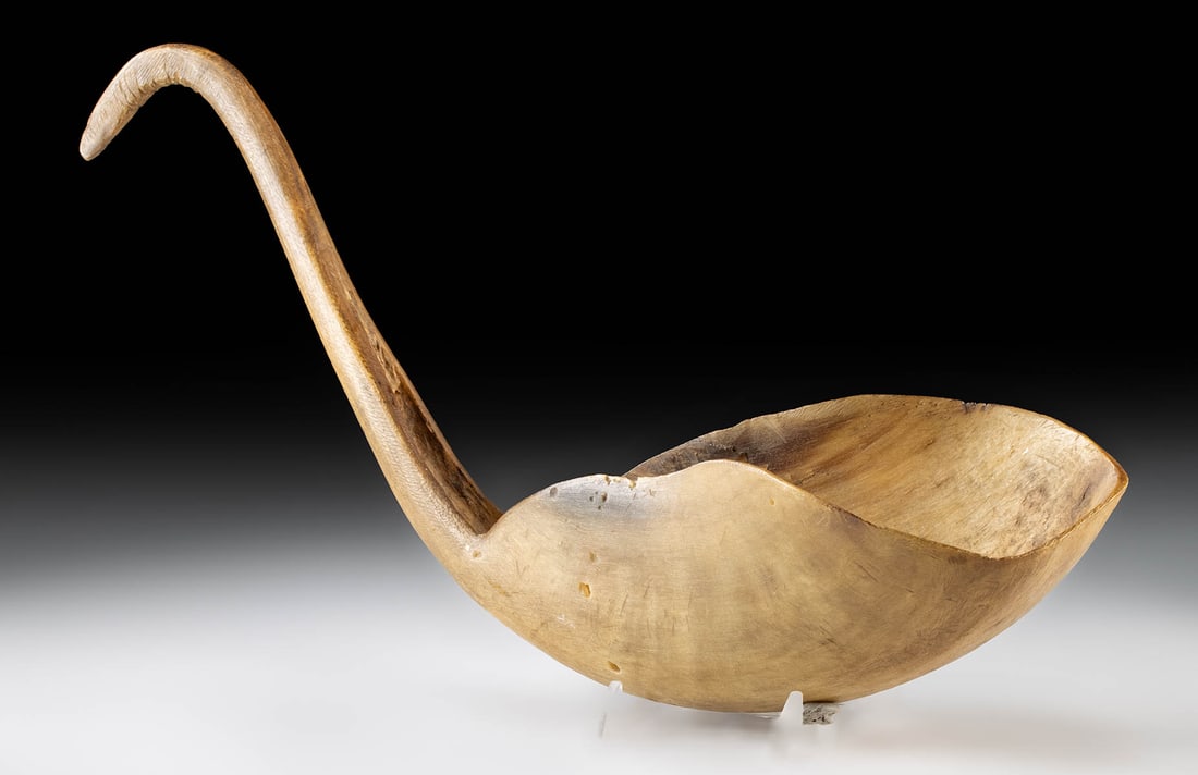 Large North American Carved Wild Sheep Horn Ladle (1 of 3)