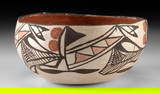 Native American Laguna Pueblo Polychrome Pottery Bowl