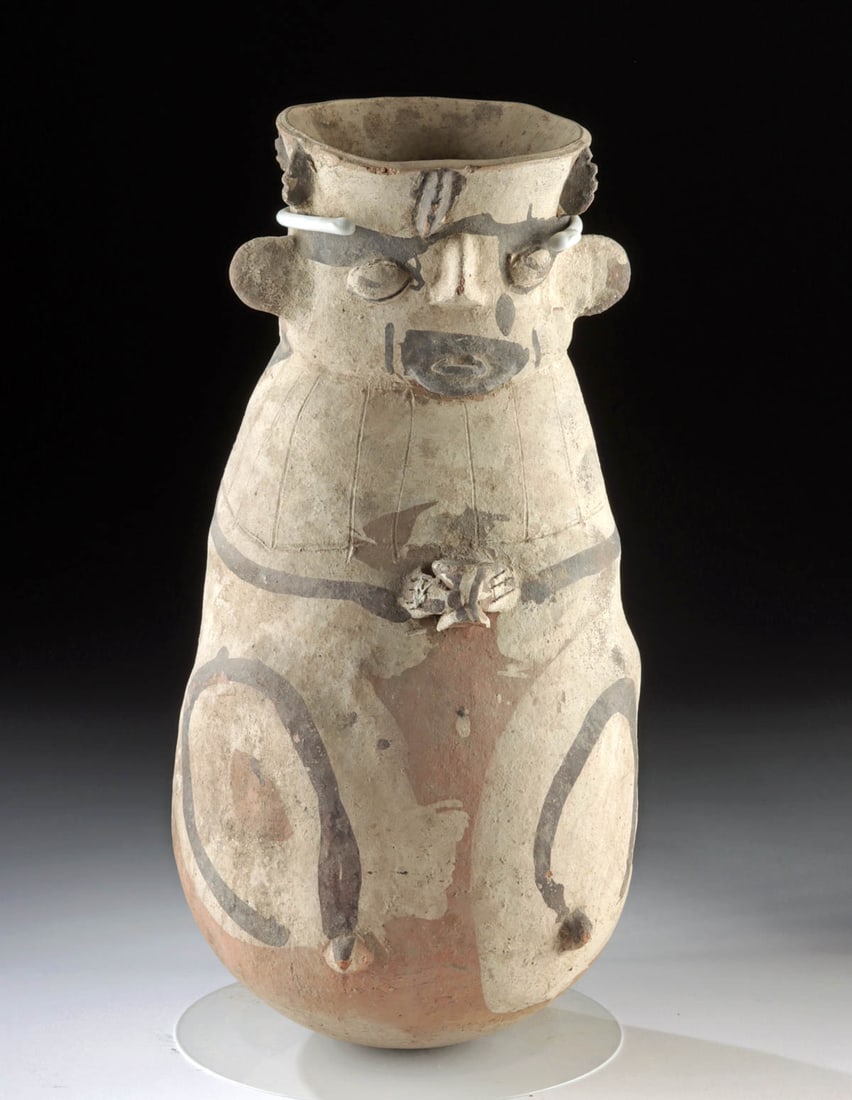 Tall Chancay Polychrome Figural Jar (Holding a Jar) (1 of 3)