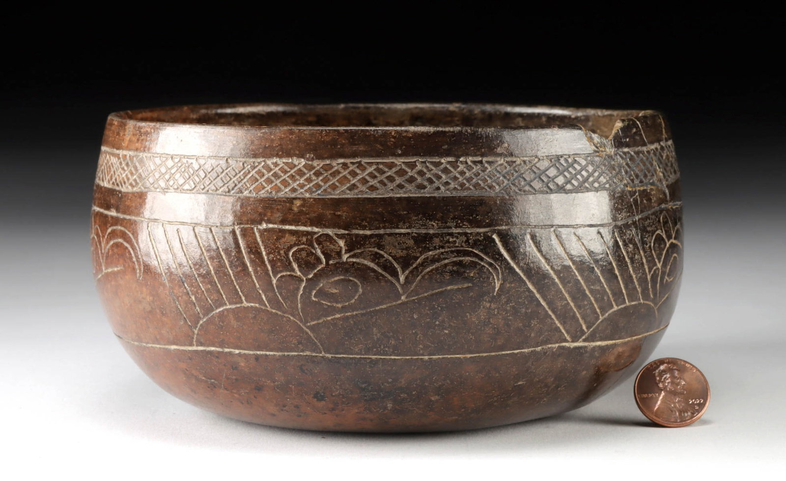Olmec Incised Pottery Bowl w/ Pseudo-Glyphs (1 of 4)