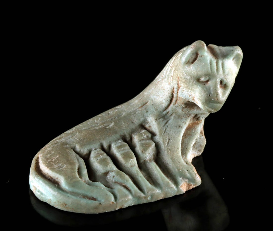 Egyptian Faience Amulet Cat Nursing Kittens ex-Mitry (1 of 4)