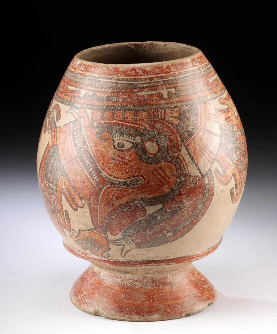 Superb Nicoya Polychrome Footed Vessel - Kukulkan (1 of 4)
