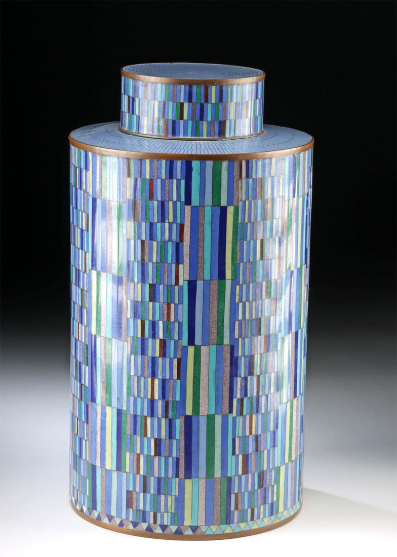 Fabienne Jouvin Cloisonne Lidded Tea Jar (1 of 4)