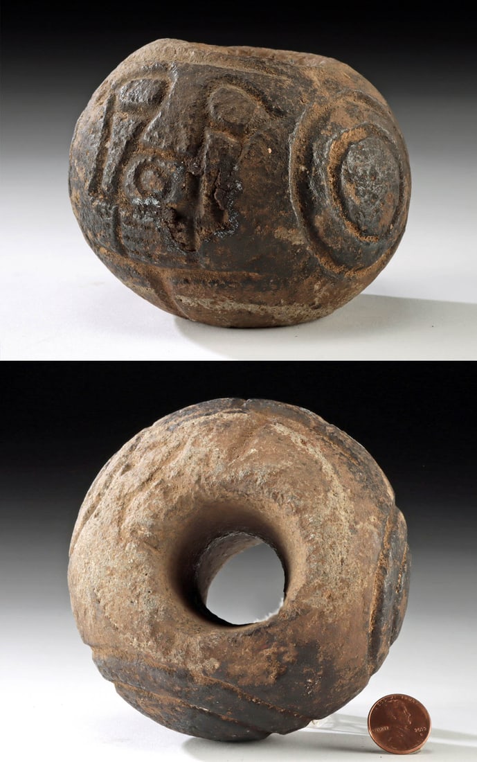 Large Pre-Columbian Stone Mace Head w/ Figural Motif (1 of 5)