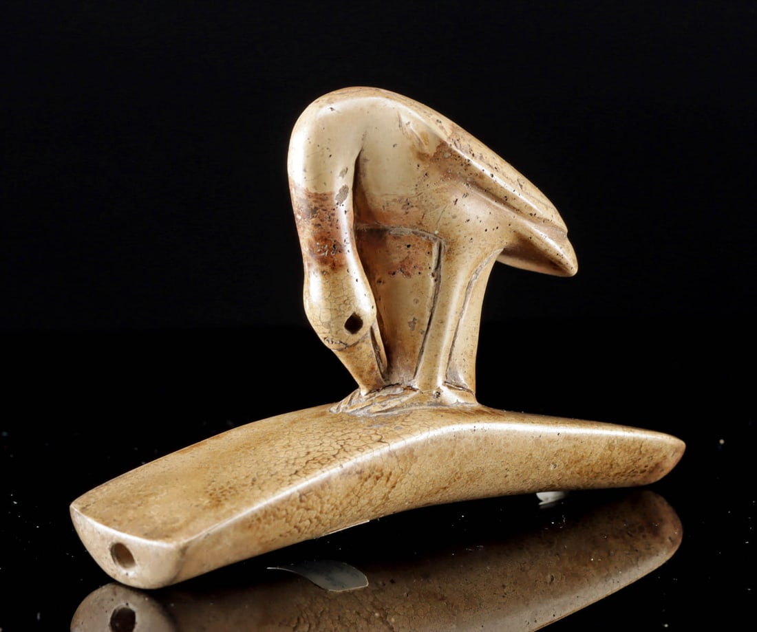 Native American Hopewell Stone Platform Pipe w/ Bird (1 of 4)