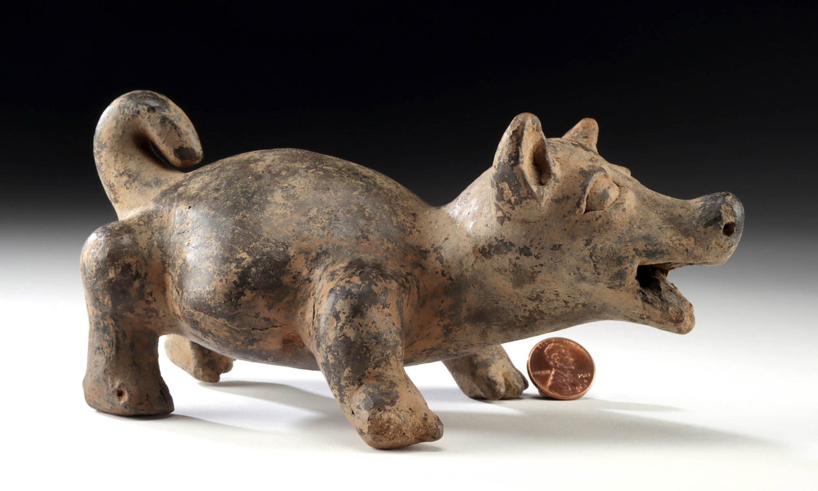 Rare Jalisco Pottery Barking Dog w/ Coiled Tail (1 of 3)