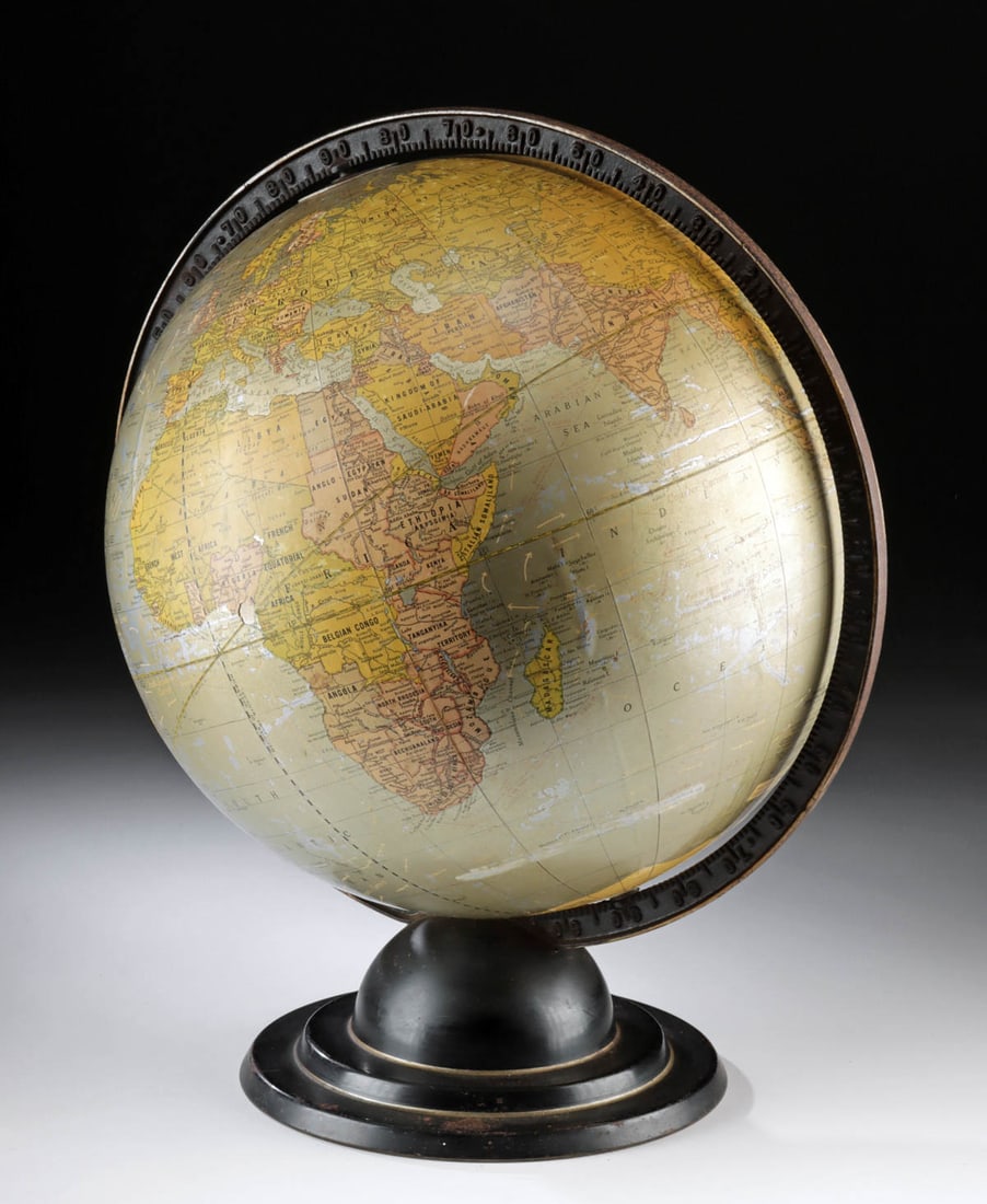 1930s Cram's Unrivaled Terrestrial  Silver Ocean Globe (1 of 5)