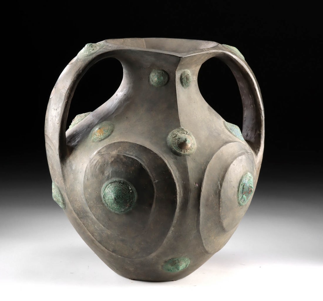 Chinese Han Dynasty Lifan Pottery Amphora, Gilded Bronze Bosses (1 of 5)