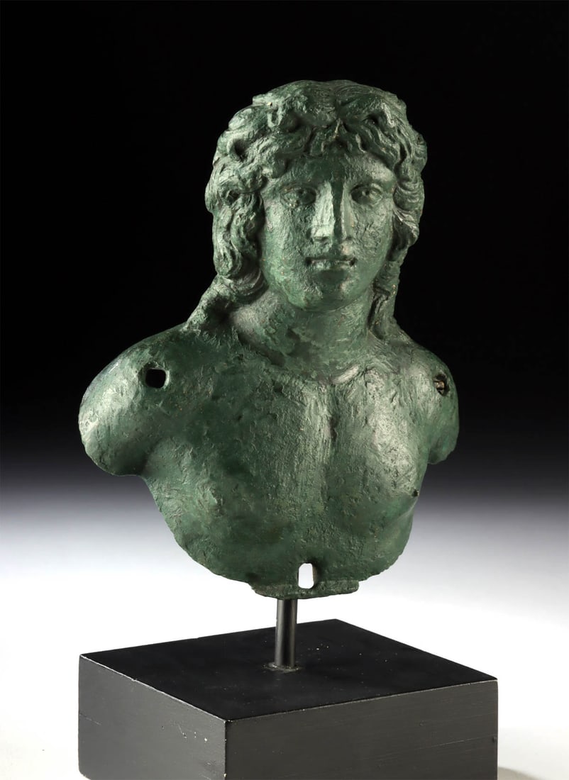 Majestic Roman Bronze Appliqué Bust Alexander the Great (1 of 4)