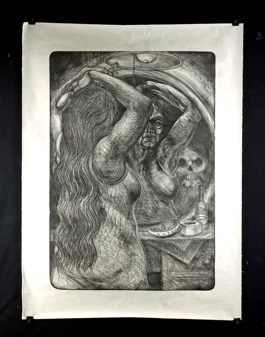 Luis Jimenez Lithograph "Abuela" (1997): Luis Jimenez (Mexican American, 1940-2006). "Abuela" lithograph, 1997. Signed and dated in pencil lower right. "PP" (printer's proof) in pencil lower left. Published by Segura Publishing Company, Temp