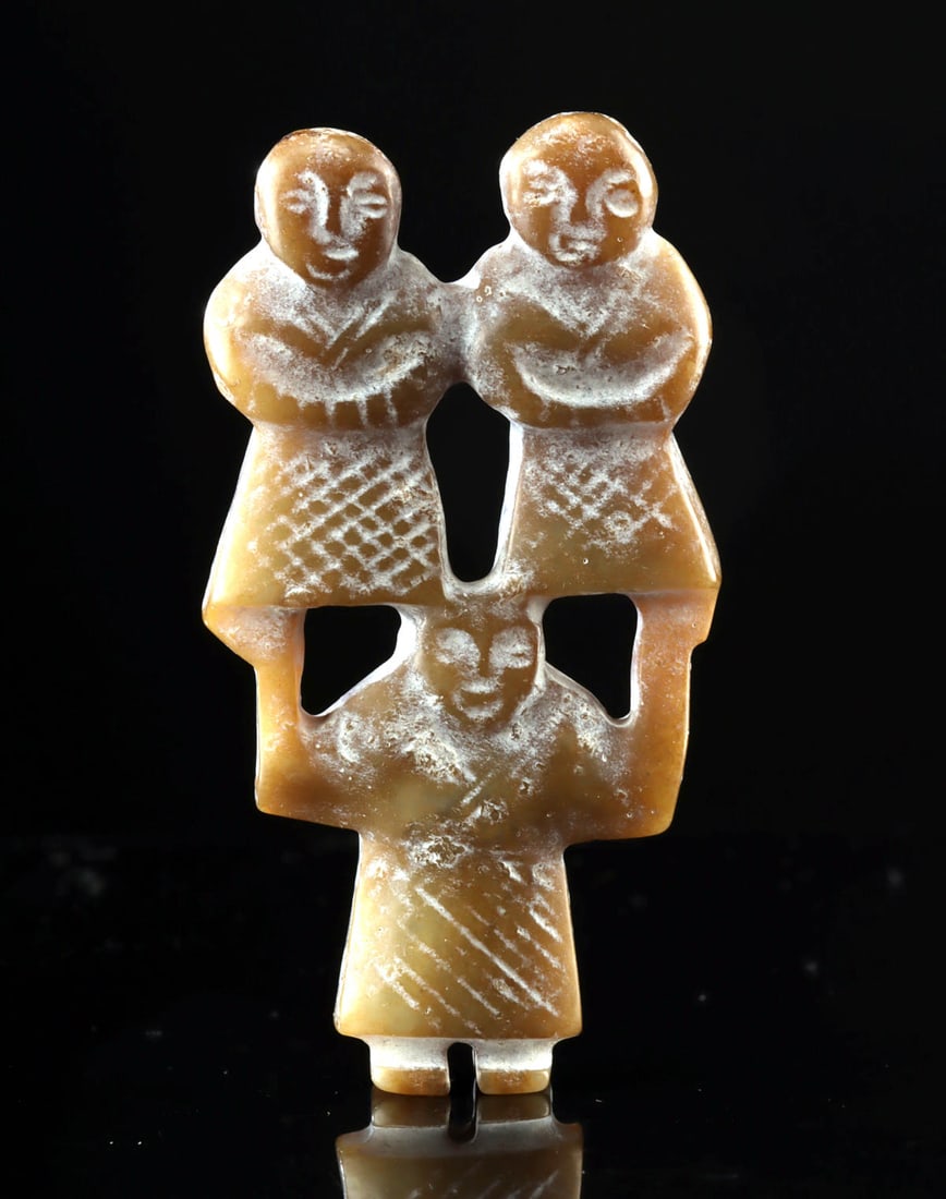 Warring States Nephrite Jade Openwork Carving of Acrobats (1 of 3)