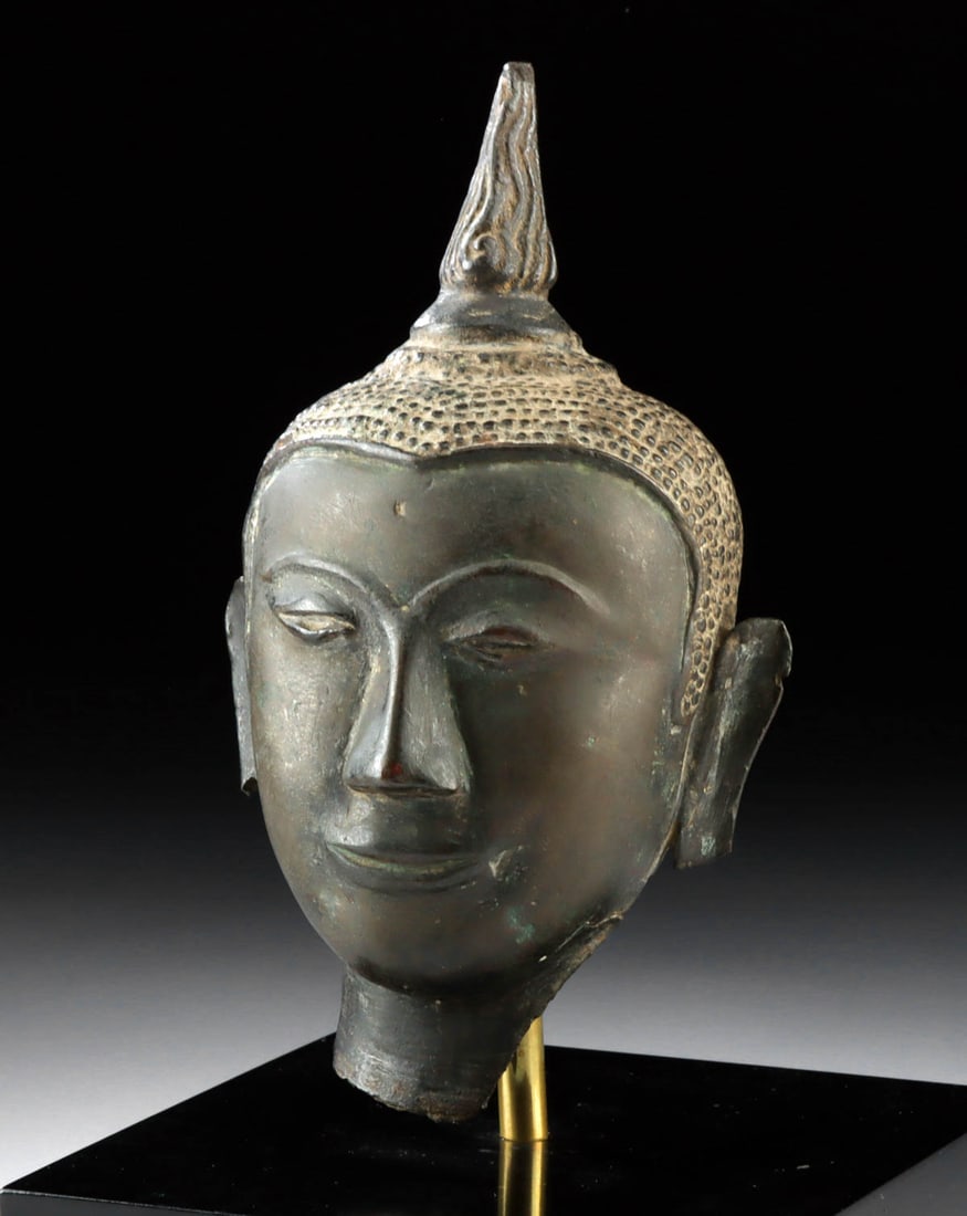 18th C. Thai Ayutthaya Bronze Buddha Head (1 of 3)