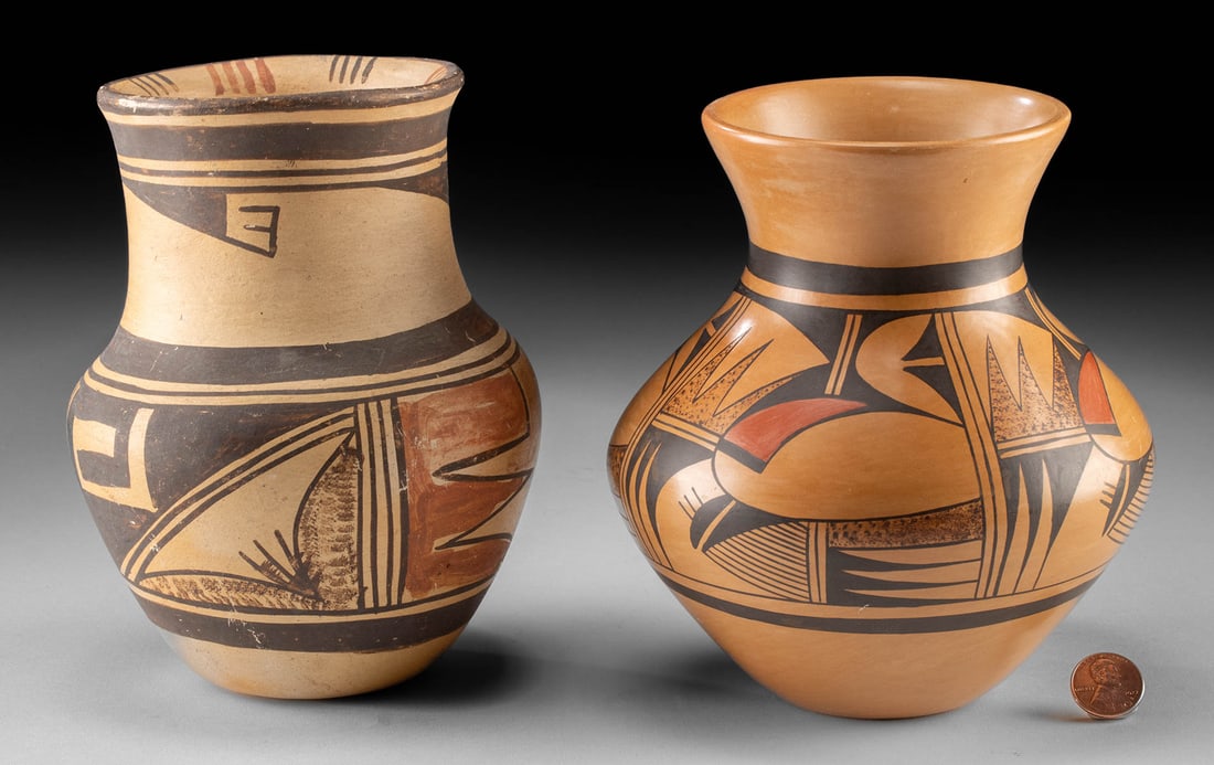 Pair of  Hopi Polychrome Jars, Dawn Navasie & Anonymous (1 of 2)