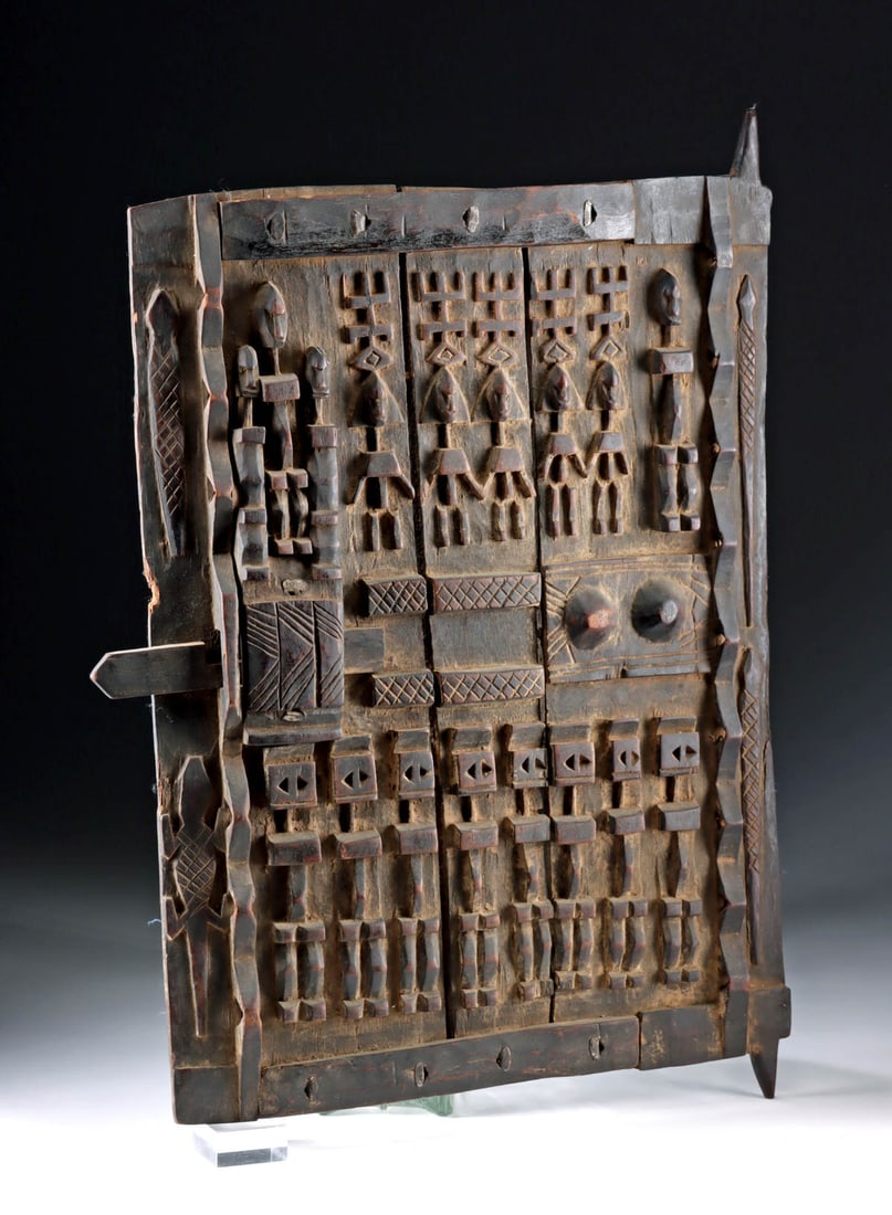 African Dogon Wood Granary Shutter w/ Ancestor Figures (1 of 3)