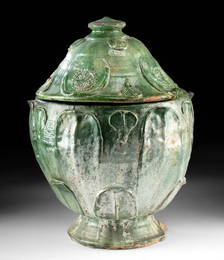 10th C. Chinese Liao / Song Glazed Lidded Lotus Jar