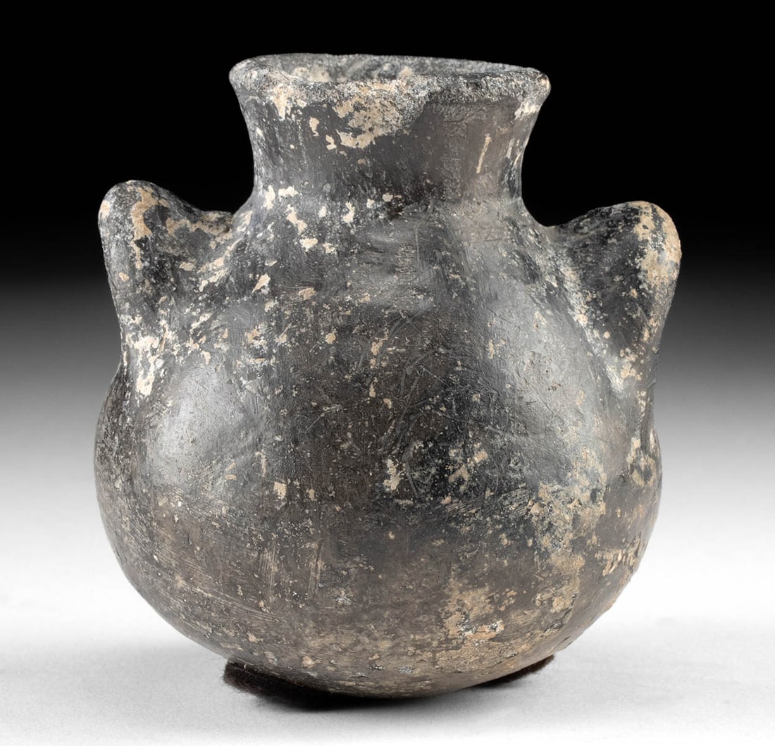 Miniature Anatolian Yortan Blackware Handled Jar (1 of 3)