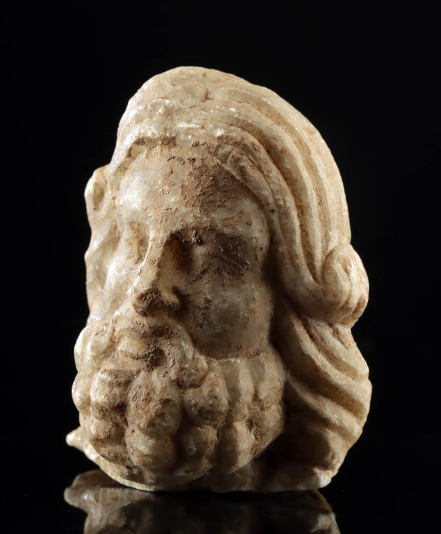 Roman Marble Head of Zeus, Hercules, or Asclepius (1 of 3)