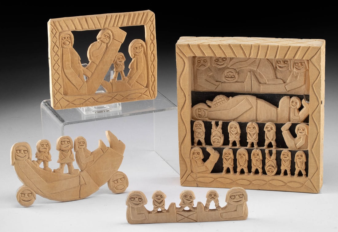 4 Herman Lee Hayes Folk Art Wood Carvings (1 of 4)