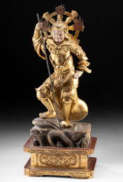 Japanese Edo / Meiji Gilt Lacquered Bishamonten (Warrior Deity)