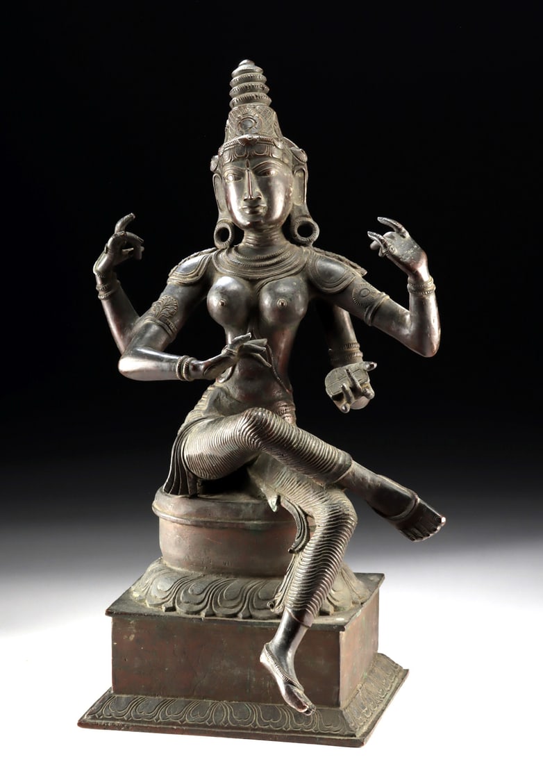 19th C. Indian Copper Alloy Seated Saraswati (1 of 4)
