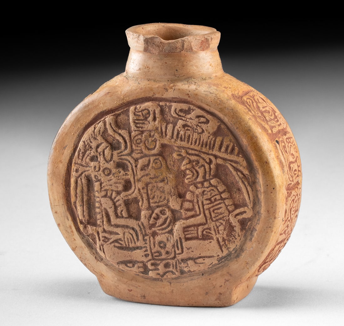 Maya Pottery Poison Bottle w/ Scene of Deities & Glyphs (1 of 4)