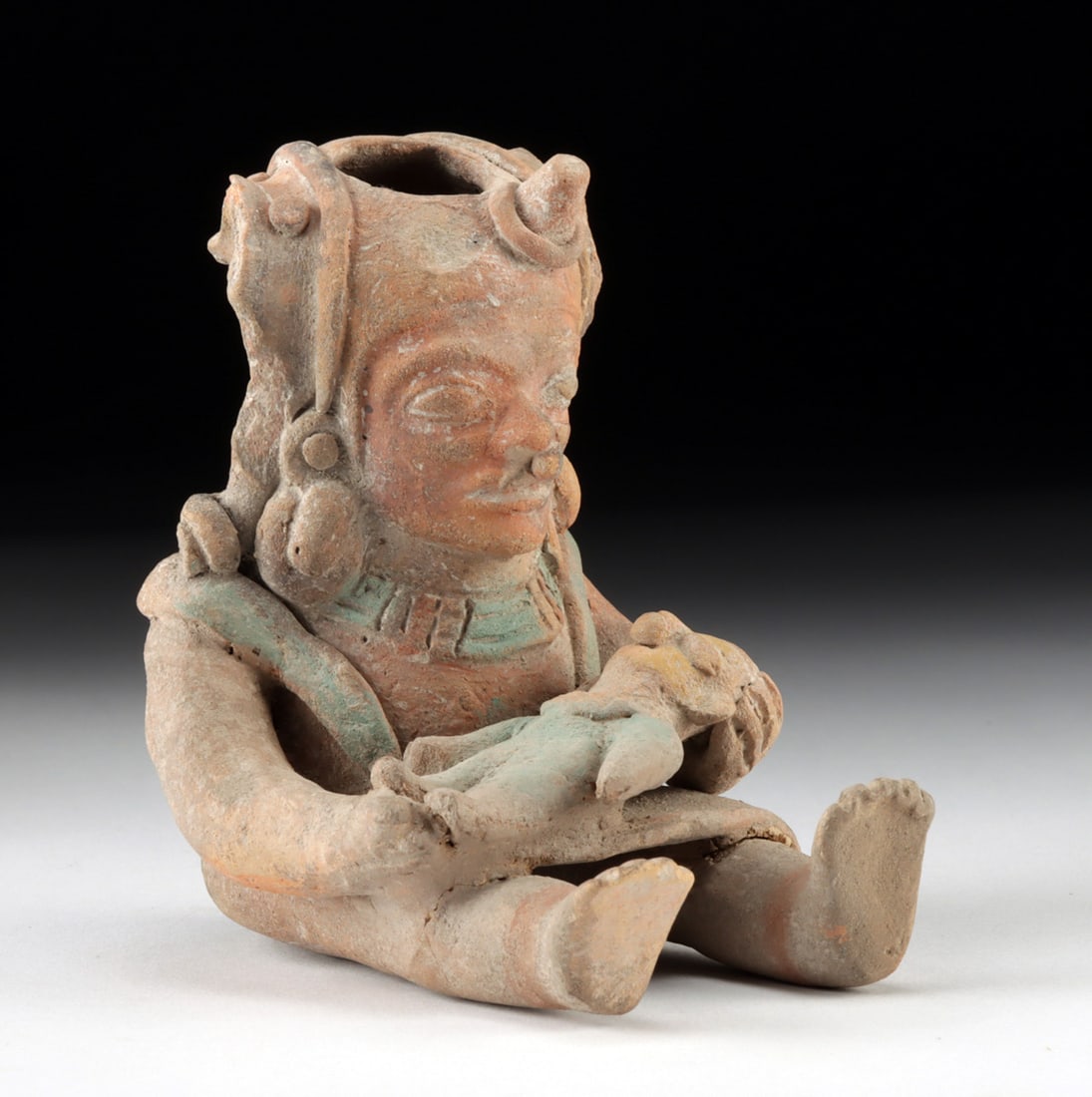 Jamacoaque Polychrome Figural Vessel - Shaman w/ Child (1 of 4)