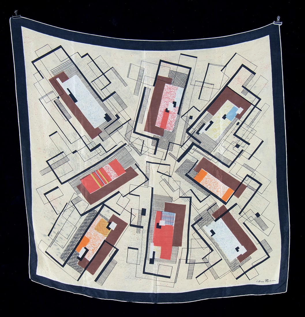 Rare 1930s I. Rice Pereira Block Printed Silk Scarf (1 of 3)