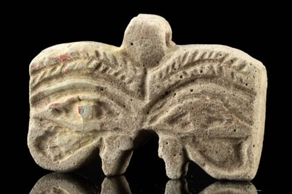 Egyptian Faience Eyes of Horus Amulet w/ Trace Pigment