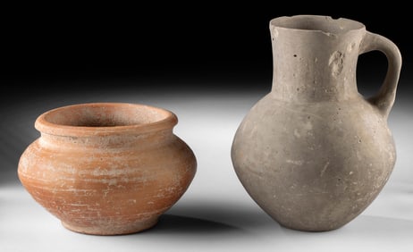 Amlash Grayware Pitcher & Ancient Roman Terracotta Pot