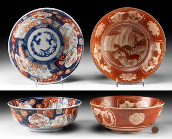 Two 19th C. Japanese Imari Ware Pottery Bowls