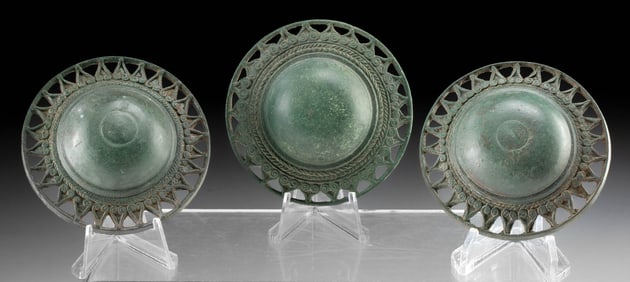 Three 12th C. Cambodian Khmer Bronze Buckles
