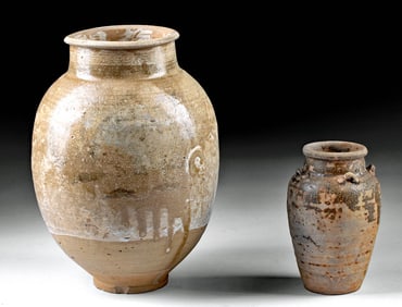 15th C. Thai Sawankhalok Glazed Pottery Jars