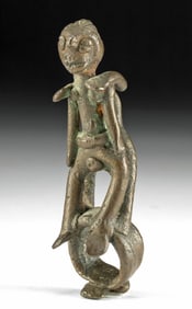 Erotic 19th C. African Ghana Akan Brass Figural Ring