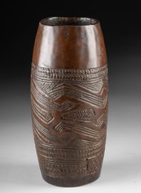 Fine African Kuba Wood Wine Cup w/ Geometric Patterns
