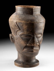 African Kuba Wood Wine Cup Effigy Head