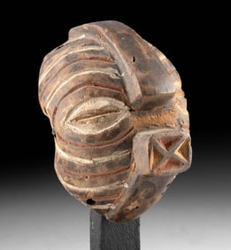 Miniature African Luba Polychrome Wood Kifwebe Maskette