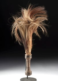 1900s African Kuba Wood, Copper & Hair Fly Whisk