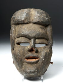 Early 20th C. African Edo Wood Mask Masquerade