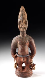 Early Yoruba Ibeji Wooden Male with Beads