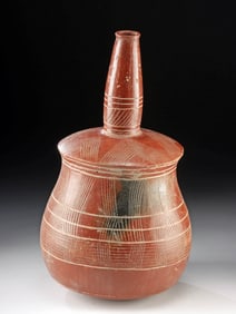 20th C. African Djenne Redware Spouted Vessel