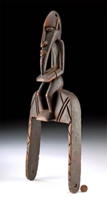 Large African Senufo Wood Heddle Pulley w/ Figure