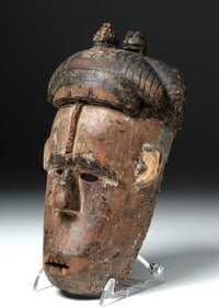 20th C. African Igbo Wood Mask Okoroshi Ojo Style