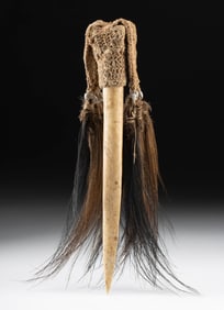 Papua New Guinea Cassowary Bone Dagger w/ Feathers