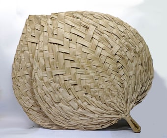 Huge Polynesian Woven Palm Frond Broad Fans (pr)