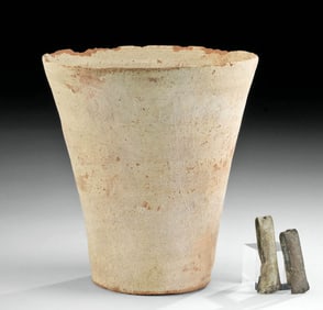 Chancay Pottery Kero and 2 Silver Tweezers